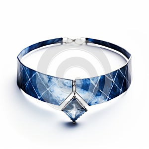 Timeless Beauty: Blue Necklace With Diamond Center Bold Textures, Frostpunk Style