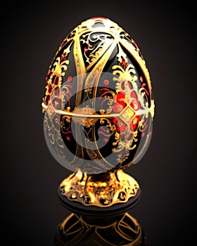 Timeless Beauty. A Faberge Egg of Pure Gold with Rich and Colorful Details. Generative AI