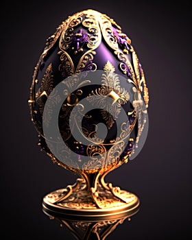 Timeless Beauty. A Faberge Egg of Pure Gold with Rich and Colorful Details. Generative AI