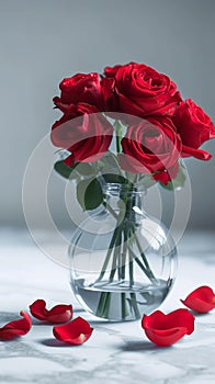 Timeless beauty Red roses and vase, elegant on white background