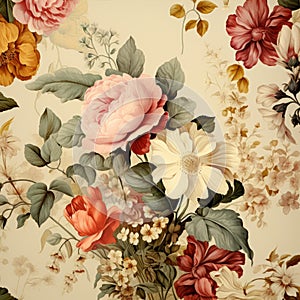 Timeless Charm: Antique Floral Wallpaper With Painterly Style