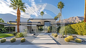 Timeless Charm - A Journey Through the Aesthetic of Mid-Century Modern Houses Complemented by Lush Palm Trees