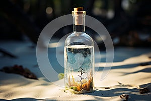 Timeless communication Message bottle floats, encapsulating tales of distant voices and dreams