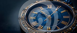 Timeless Elegance: Blue & Gold Quartz Clock. Concept Home Decor, Timepieces, Blue Decor, Gold