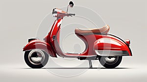 Timeless Elegance: Red Moped On White Canvas