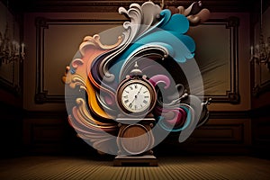 Timeless Elegance: Surreal Clock in a Baroque Room