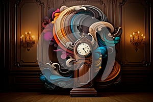 Timeless Elegance: Surreal Clock in a Baroque Room