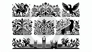 Timeless English Cultural Decorative Silhouette: A Striking Horizontal Element for Classic Design Lovers photo