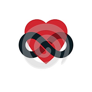 Timeless Love concept, vector symbol created with infinity loop