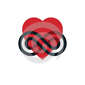 Timeless Love concept, vector symbol created with infinity loop sign