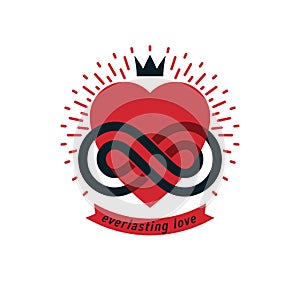 Timeless Love concept, vector symbol created with infinity loop