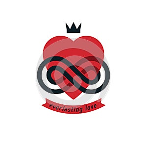 Timeless Love concept, vector symbol created with infinity loop