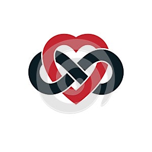 Timeless Love concept, vector symbol created with infinity loop