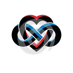 Timeless Love concept, vector symbol created with infinity loop