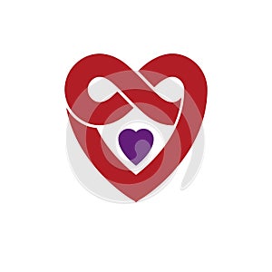 Timeless Love concept, vector symbol created with infinity loop