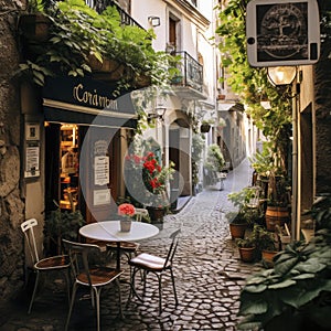 Timeless Moments: The Cobblestone Cafe Chronicles. Generative AI