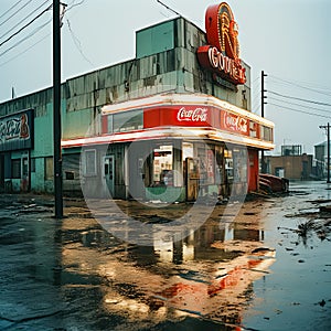 Timeless nostalgia, Old diner exudes charm in gray weather.