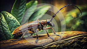 A Timeless Portrait of the Trichoferus Holosericeus Longhorn Beetle Vintage Macro Photography Captures the Exquisite photo