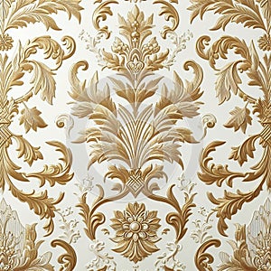 Timeless Sophistication: Luxurious White and Gold Wallpaper Design