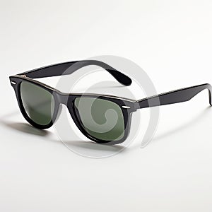 Timeless style classic black frame sunglasses on white background