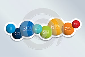 Timeline, bubble tmplate, step by step chart.