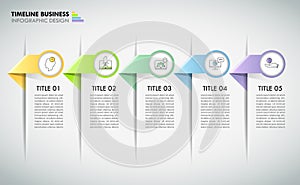 Timeline business concept infographic template 5 steps