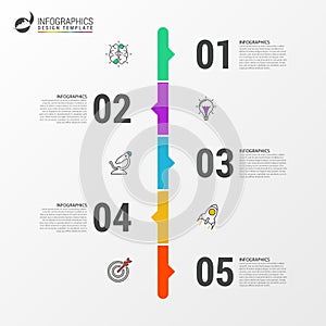 Timeline concept with 5 steps. Infographic design template