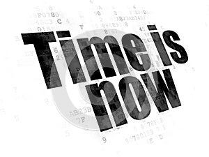 Timeline concept: Time is Now on Digital background