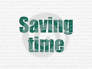 Timeline concept: Saving Time on wall background