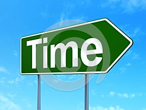 Timeline concept: Time on road sign background