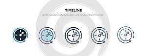 Timeline icon in different style vector illustration. two colored and black timeline vector icons designed in filled, outline,