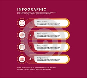 Timeline Infographic with 4 elements boxes gradient color