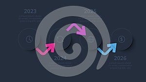 Timeline infographic with 4 elements, template for web, business, presentations. Template for web on a background.