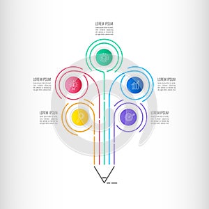 Timeline infographic business concept with 5 options.