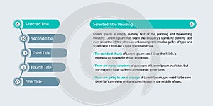 Timeline Infographic, Business data visualization, Process chart, Listed steps and description, web buttons. Business template for