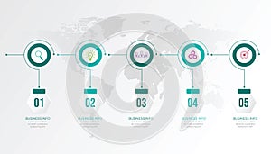 Timeline infographic design element and number options. Business concept with 5 steps.