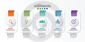 Timeline infographic design element and number options. Business concept with 5 steps.