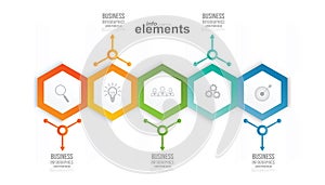 Timeline infographic design element and number options. Business concept with 5 steps.