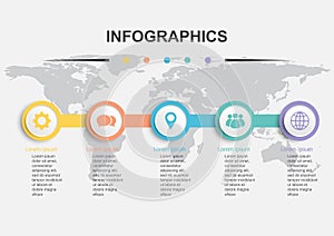 Timeline Infographic design template with 5 banners