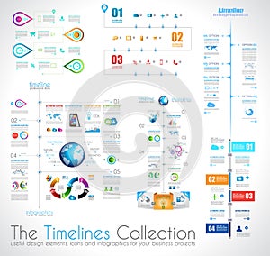 Timeline Infographic design template with paper tags.