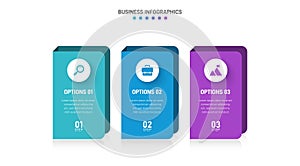 Timeline infographic with infochart. Modern presentation template with 3 spets for business process. Website template on