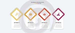 Timeline infographic with infochart. Modern presentation template with 4 spets for business process. Website template on