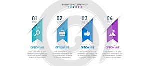 Timeline infographic with infochart. Modern presentation template with 4 spets for business process. Website template on