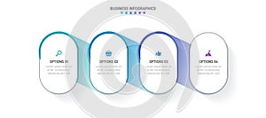 Timeline infographic with infochart. Modern presentation template with 4 spets for business process. Website template on