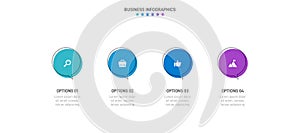 Timeline infographic with infochart. Modern presentation template with 4 spets for business process. Website template on