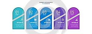 Timeline infographic with infochart. Modern presentation template with 5 spets for business process. Website template on