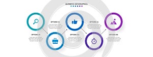 Timeline infographic with infochart. Modern presentation template with 5 spets for business process. Website template on