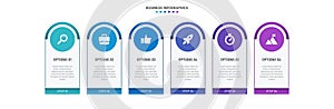 Timeline infographic with infochart. Modern presentation template with 6 spets for business process. Website template on