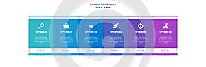 Timeline infographic with infochart. Modern presentation template with 6 spets for business process. Website template on