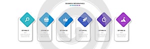 Timeline infographic with infochart. Modern presentation template with 6 spets for business process. Website template on